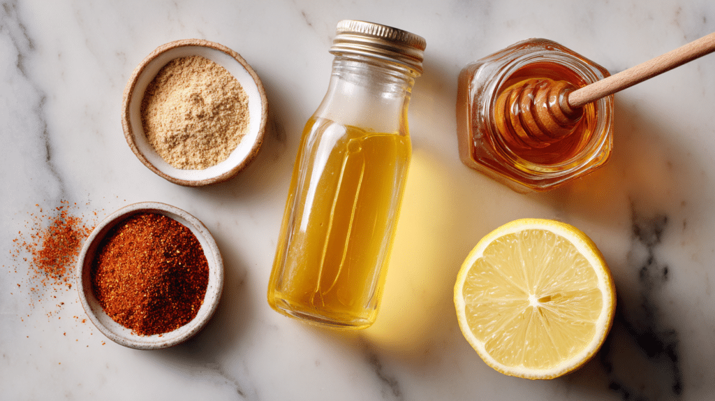 Ingredients for making an apple cider vinegar weight loss drink
