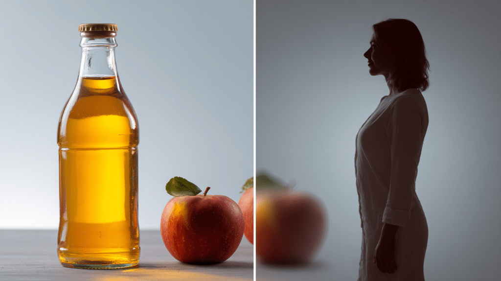 Visual concept of weight loss transformation with apple cider vinegar