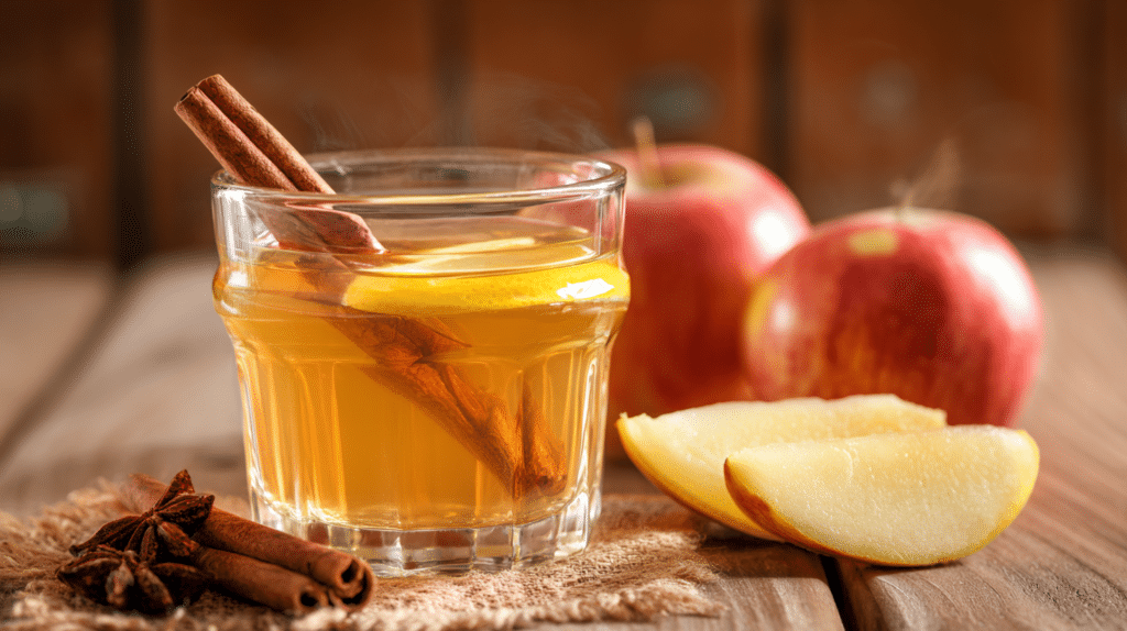 Apple cider vinegar weight loss drink with cinnamon, lemon, and fresh apples
