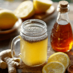 Natural zepbound recipe in a mason jar with chia seeds, lemon, ginger, and cayenne