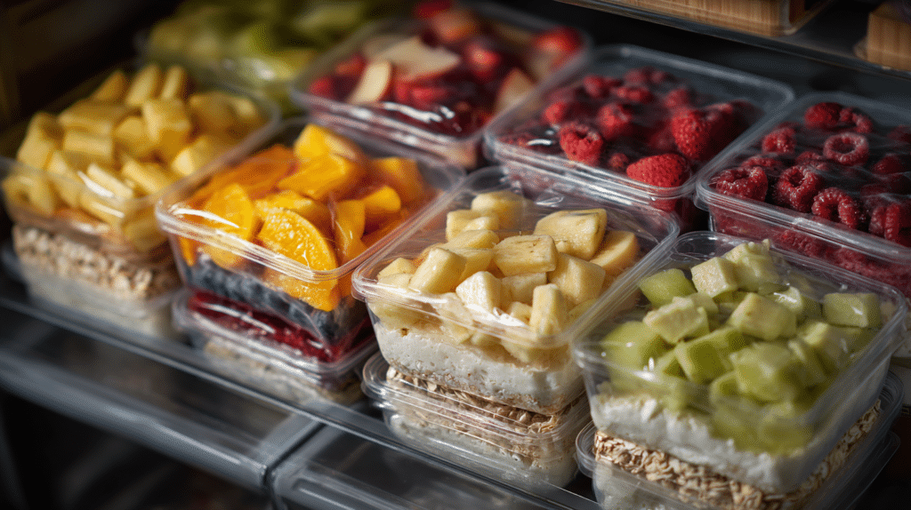 Freezer smoothie prep bags with cottage cheese and fruit
