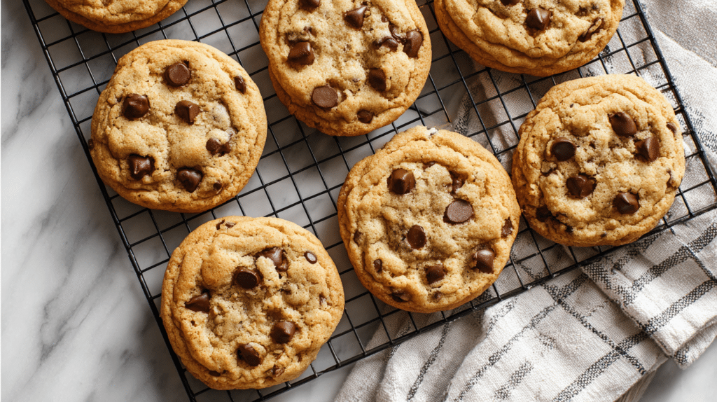 GMA cookie recipes showing chocolate chip cookies with gooey chocolate chunks in a modern kitchen